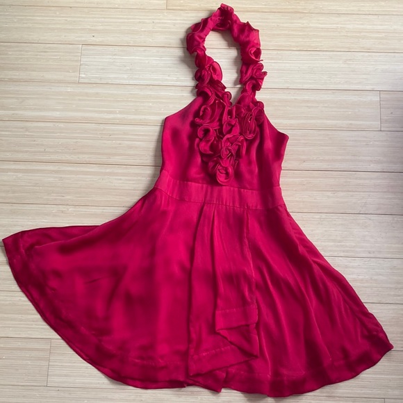 strapless open back dress Bebe Dress- Red Xs